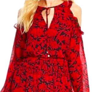 Michael Kors Dress Cold Shoulder Floral Women 2X